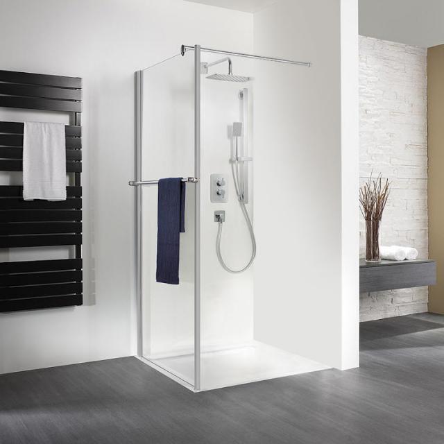 HSK Exklusiv side panel with towel rail for pivot door TSG light clear with shield coating / matt silver