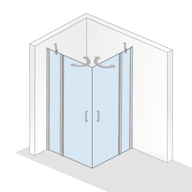 Duschkabine 'Dora' 80 X 90 X 80 Cm – 3-seitig, Reduzierbar, Mit Doppeltür Und PVC-Balg, Weiß