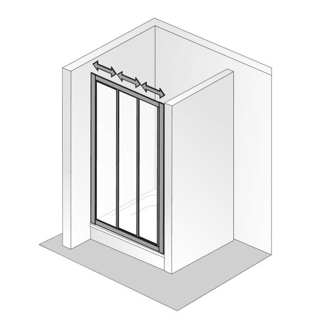 HSK Favorit sliding door 3-part acrylic glass, light drops / matt silver