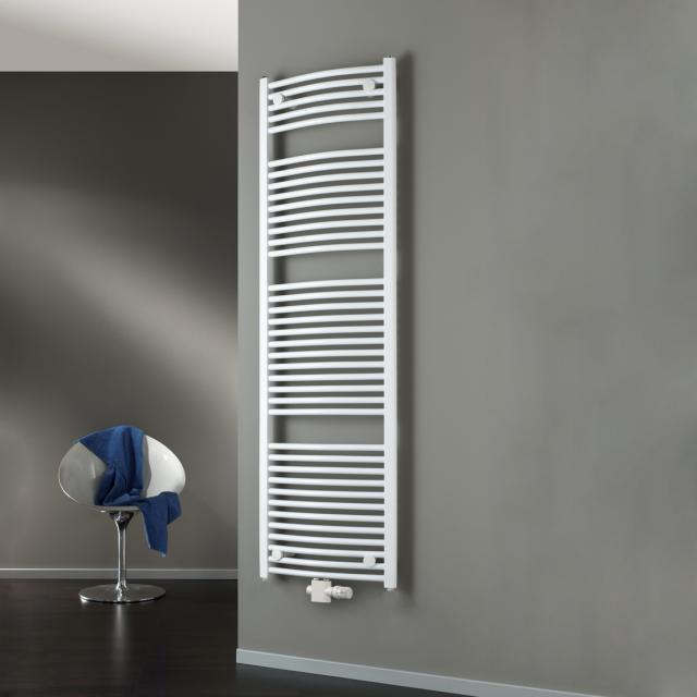 HSK Line Round towel radiator for hot water or mixed operation white, 1028 Watt, with central connection