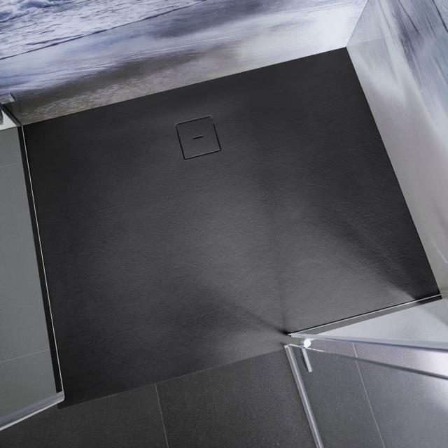 HSK Marble-Polymer rectangular shower tray in stone look, super flat anthracite