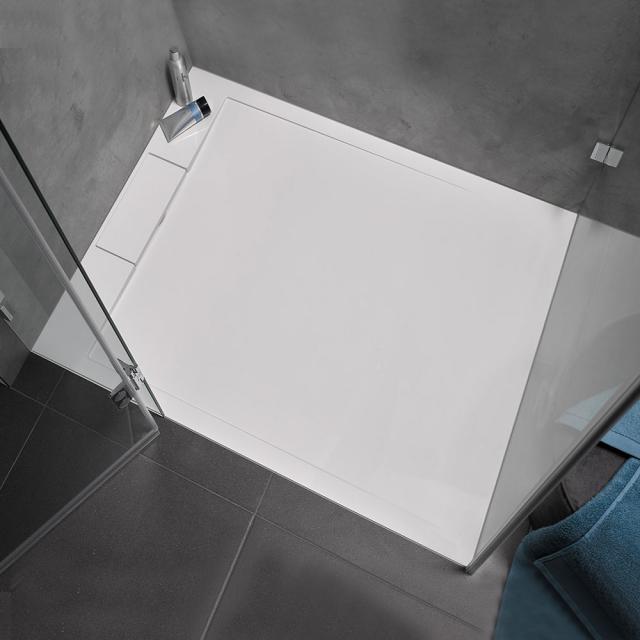 HSK marble-polymer rectangular/square shower tray with edge drain white