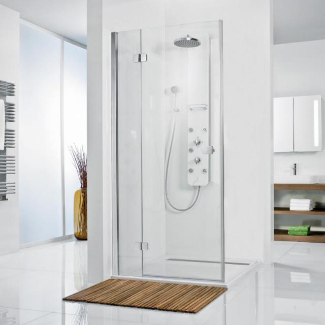 HSK Premium Softcube hinged door with fixed panel for side panel TSG light clear with shield coating / chrome look