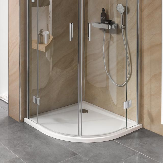 HSK Marmor-Polymer quadrant shower tray, super flat white