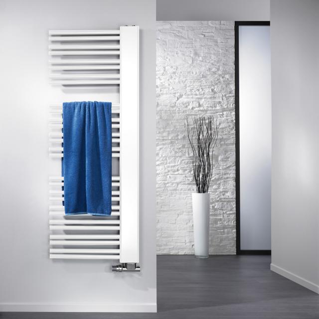 HSK Softcube Plus towel radiator for hot water or mixed operation white, 819 Watt, opening left