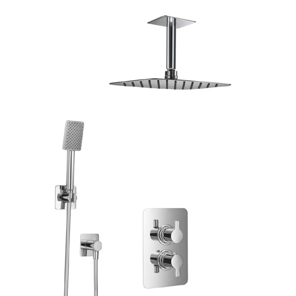 HSK Softcube shower set 2.04, with ceiling arm, super flat overhead shower