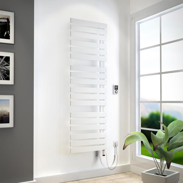 HSK Yenga towel radiator with heating element 4 for all electric operation white, 800 W, white heating element, left version