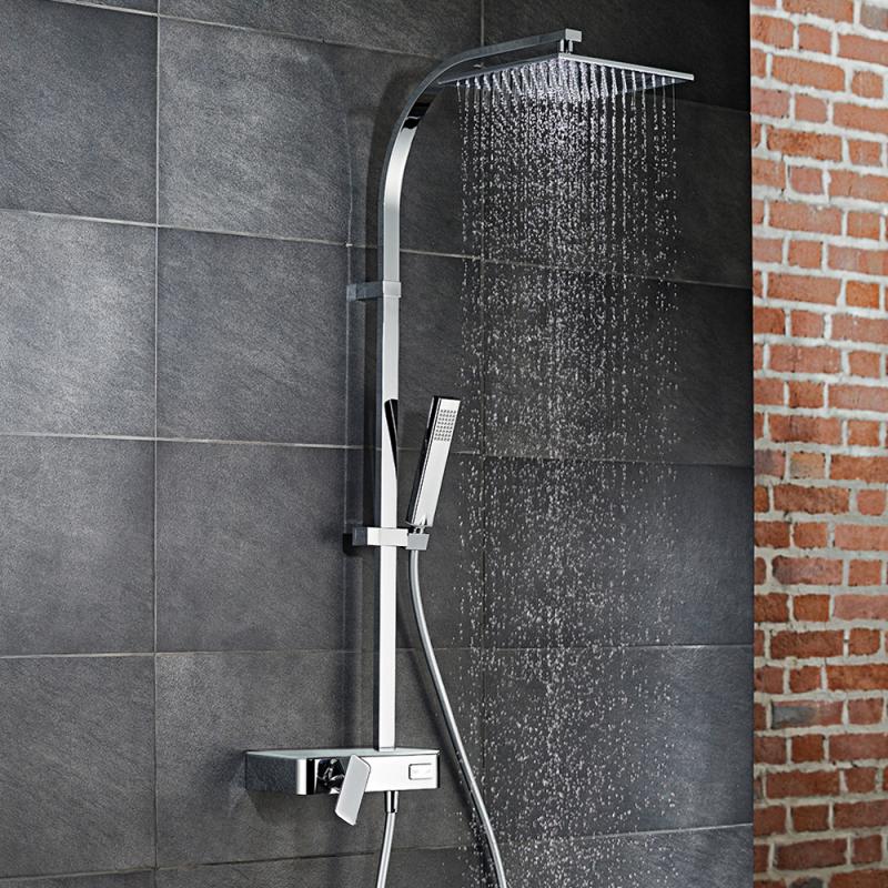 HSK AquaSwitch RS 500 Mix Colonne de douche avec mitigeur monocommande et douche de tête plate, 1001