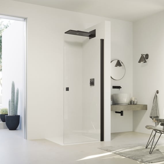 HÜPPE SolvaPro Porte battante, pour niche, pour paroi latérale clair, édition noire