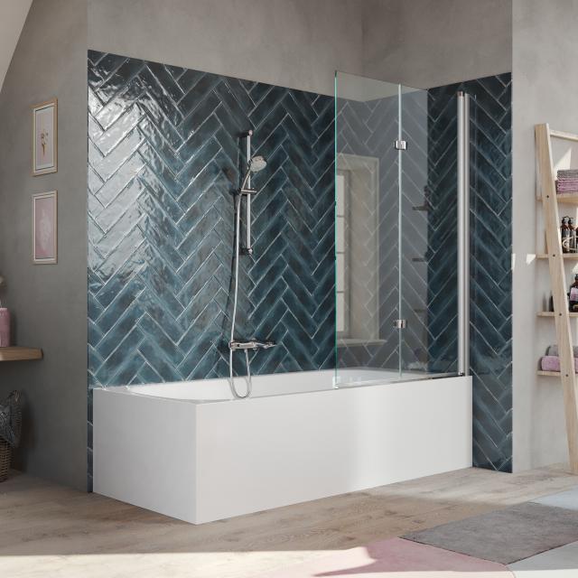 HÜPPE 501 Design pure bath screen bi-fold door TSG clear with ANTI-PLAQUE / silver high gloss