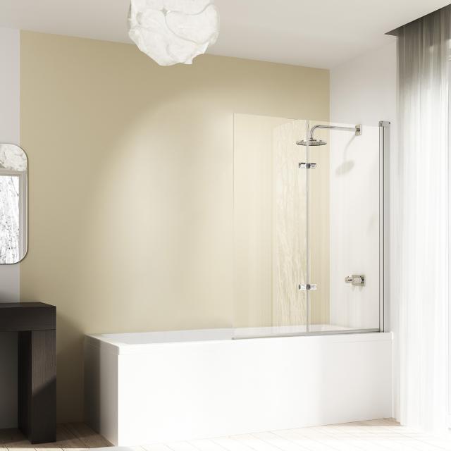HÜPPE Design elegance bath screen bi-fold door TSG clear with ANTI-PLAQUE / matt silver