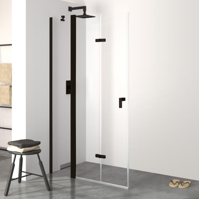 HÜPPE Design pure folding swing door with fixed segment TSG clear / black edition