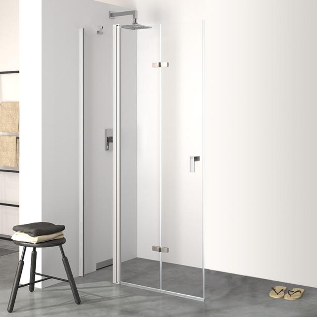 HÜPPE Design pure folding swing door with fixed segment TSG clear / matt silver
