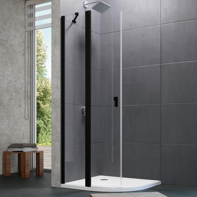 HÜPPE Design pure quadrant swing door 2 wings with fixed segments TSG clear / black edition