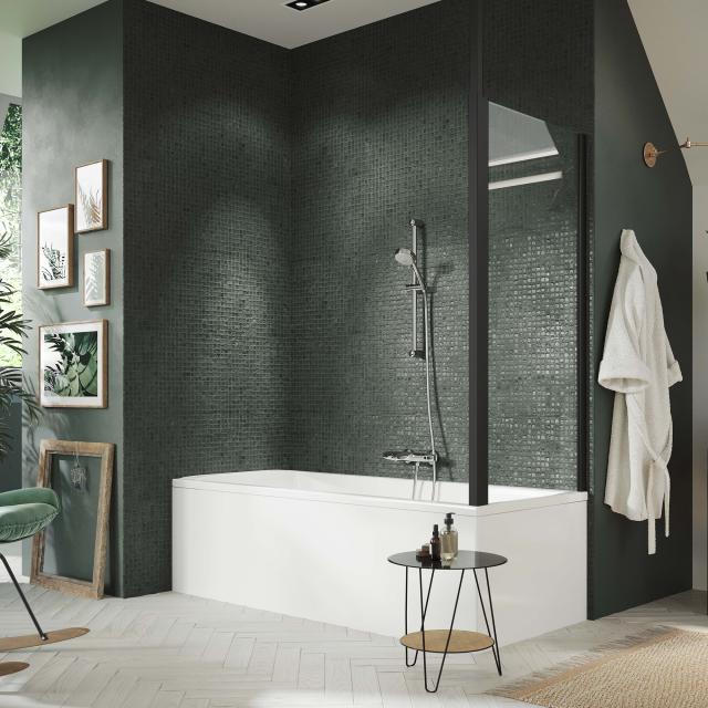 HÜPPE Design pure side panel for bath screen TSG clear with ANTI-PLAQUE / black edition