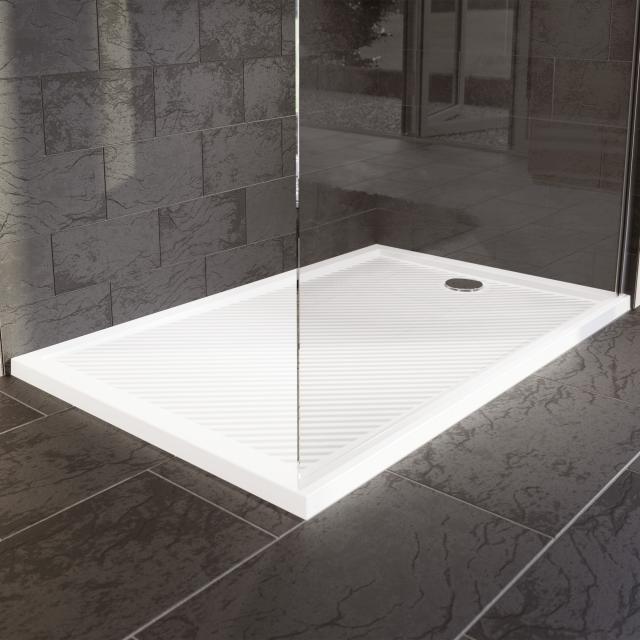 40mm Slimline Shower Tray Enclosure Base Acrylic Rectangle Rectangular Glossy White Finish Wet Room with Free Waste 800x700mm