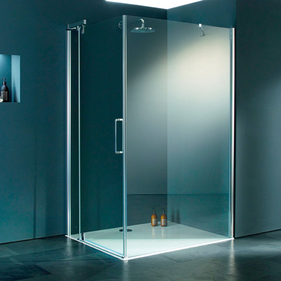 HÜPPE Refresh pure rectangular side panel for swing door clear glass with ANTI-PLAQUE / titan silver