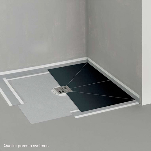 poresta systems BF KMK shower element, centred drain, square/rectangular