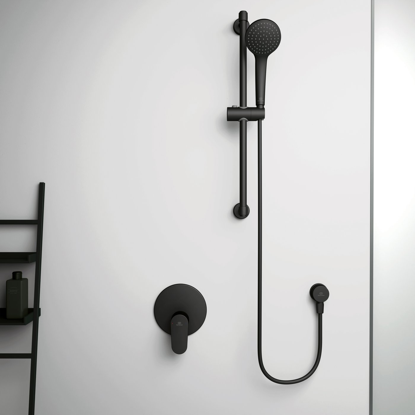 Standard Douche Ideal Standard Idealrain Set de douche avec barre, 1 jet soie noir ...