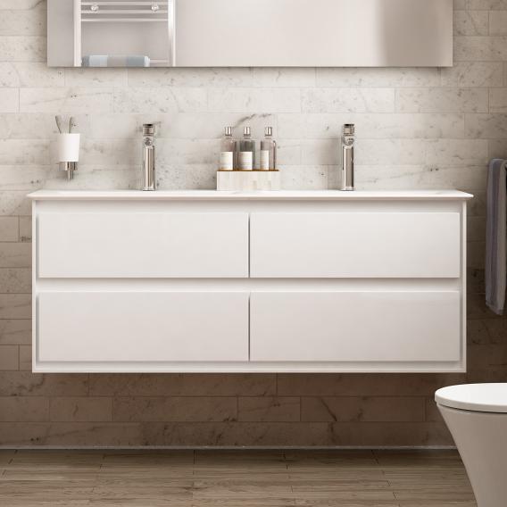 Ideal Standard Connect Air Meuble sous-lavabo pour lavabo double avec 4 tiroirs Façade blanc brillant/corps du meuble blanc brillant/blanc mat