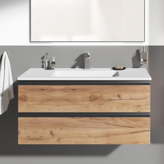 Ideal Standard Connect E washbasin with vanity unit with 2 pull-out compartments light oak decor, handle anthracite