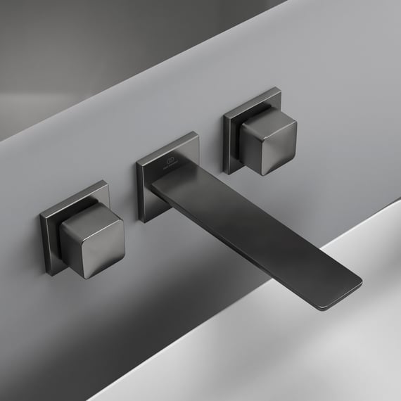 Ideal Standard Kolva Waschtischarmatur Schwarz – Mit Luftsprudler, Spart Wasser, Inkl. Ablaufgarnitur