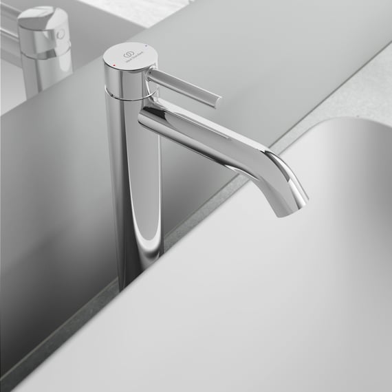 Villeroy & Boch Oasis miscelatore lavabo con asta - rubinetto con cartuccia in ceramica - rubinetto lavabo a risparmio facile da pulire - altezza bocchetta 114 mm - miscelatore rotondo Matt Black