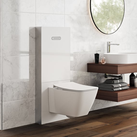 Außenschrank ALFA MONO Für Bad & WC – In Weiß Mit Deckel, Hochkassette