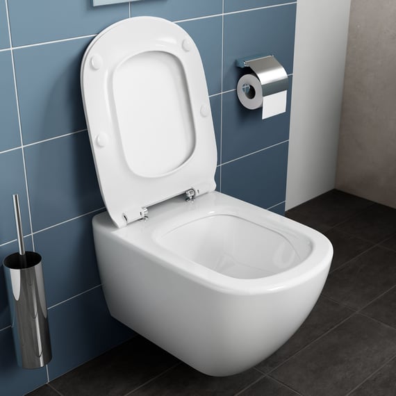 Toilette suspendue double chasse à plaque de contrôle blanche