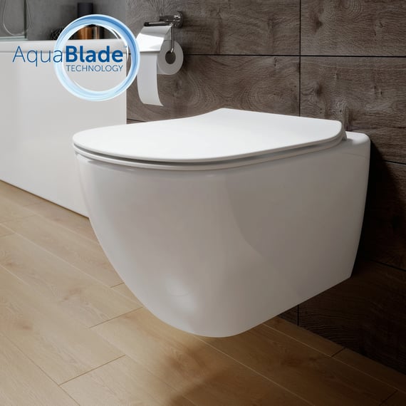 Pack complet WC suspendu Ideal Standard Tesi et bâti-support neeos, Plaque  de déclenchement avec dispositif d'actionnement carré blanc, WC blanc -  T354601+16603WH#SET