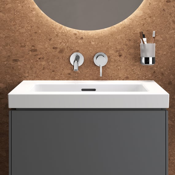 Lavabo Da Parete In Resina VidaXL 50x35x24 Cm - Bianco, Capacità 11 Litri, Con Foro Troppopieno E Porta Sapone