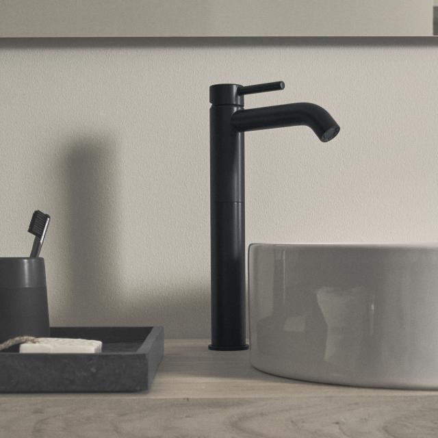 Ideal Standard Ceraline basin fitting with tall pillar without waste set, silk black