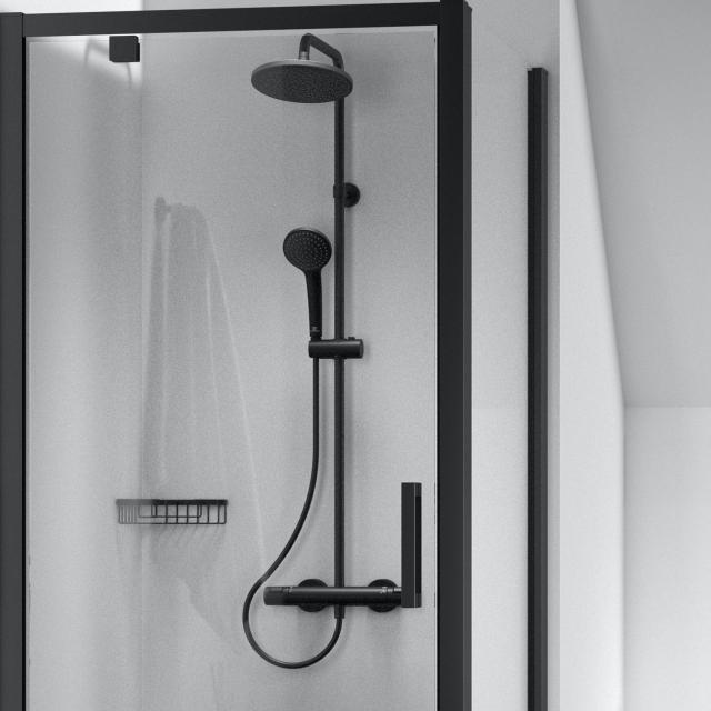 Ideal Standard Ceratherm T25 shower system with exposed shower thermostat silk black