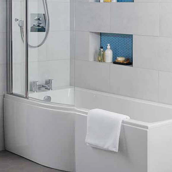 Ideal Standard Connect Air rectangular bath with shower zone, built-in