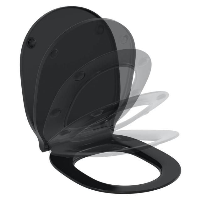 Ideal Standard Connect Air toilet seat, wrap over matt black with soft-close & removable