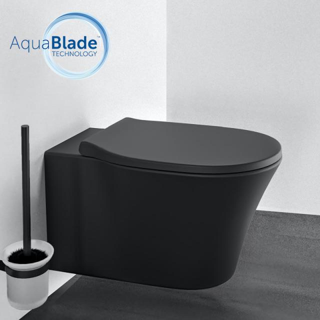 Ideal Standard Connect Air toilet combi pack, wall-mounted washdown toilet, AquaBlade, with toilet seat matt black
