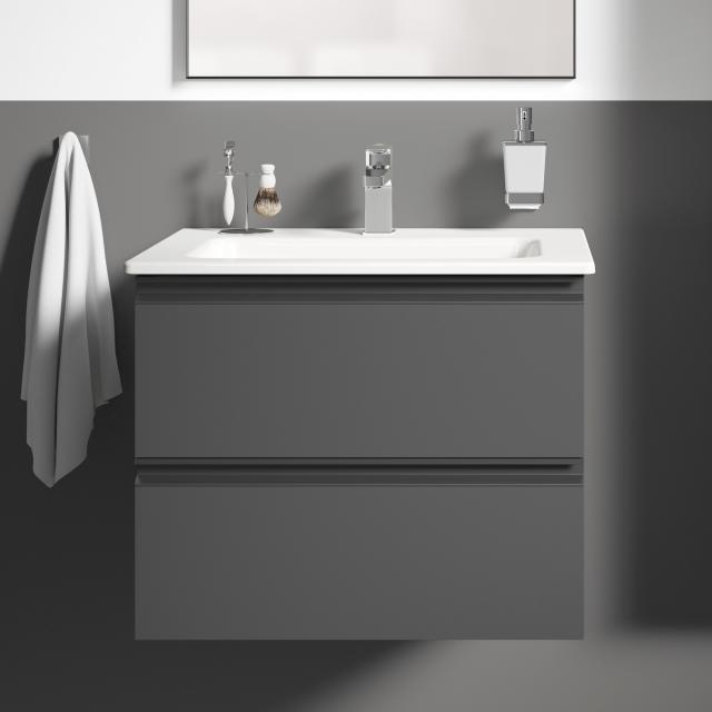 Ideal Standard Connect E washbasin with vanity unit with 2 pull-out compartments front matt anthracite/corpus matt anthracite, anthracite handle