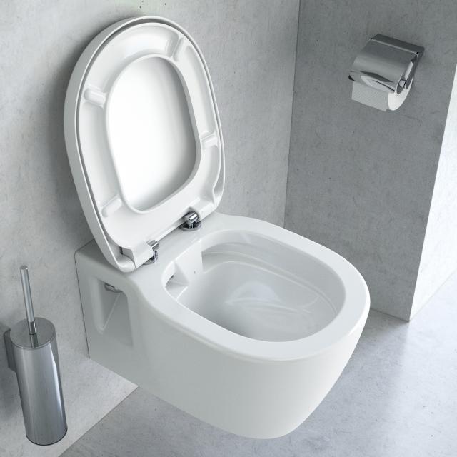 Ideal Standard Connect wall-mounted washdown toilet, white, rimless, with toilet seat white, with Ideal Plus