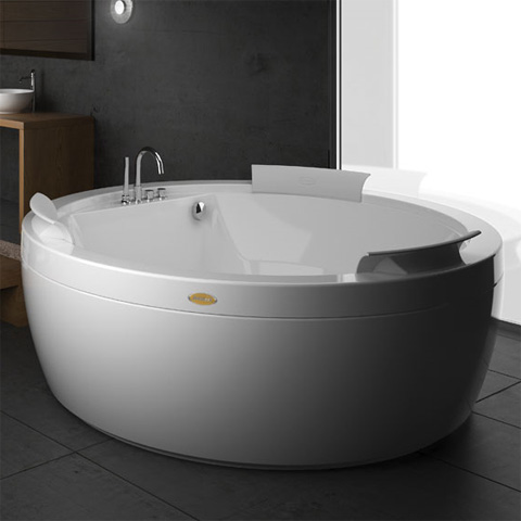 Jacuzzi NOVA freestanding round whirlbath white, with TOP AQS-System