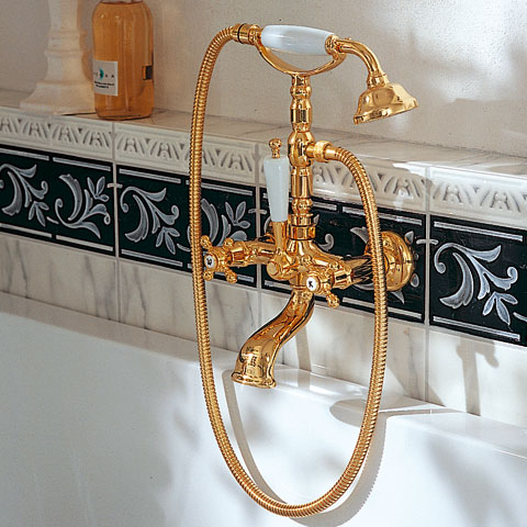 Jörger Delphi bath and shower mixer 1/2" with set gold