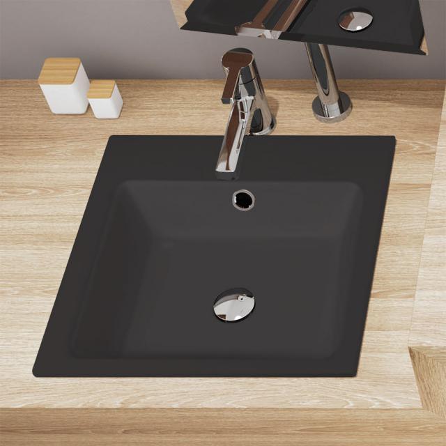 Kaldewei Cono double drop-in washbasin matt black, with 2 tap holes