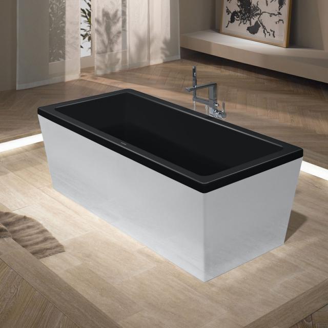 Kaldewei Conoduo freestanding rectangular bath black, panel white