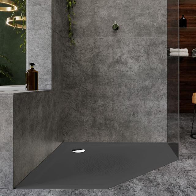 Kaldewei Cornezza pentagonal shower tray matt black, with easy-clean finish