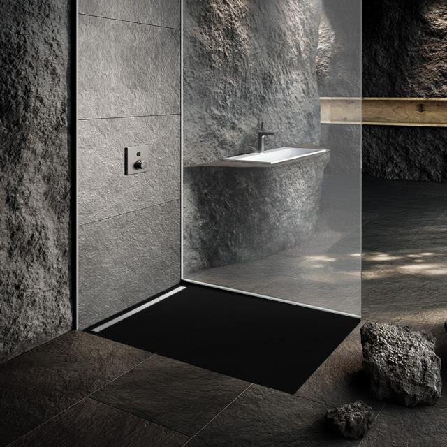 Kaldewei Nexsys floor-level shower element complete set matt black, with easy-clean finish, with normal waste
