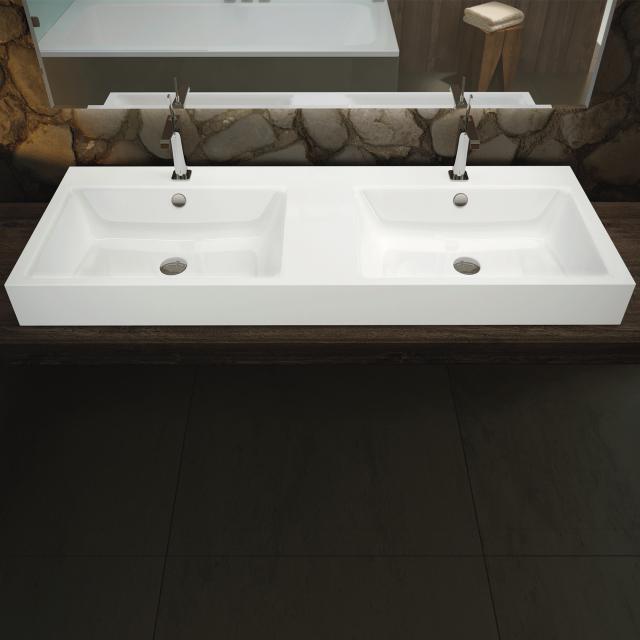 Kaldewei Puro double countertop washbasin white, with 2 tap holes