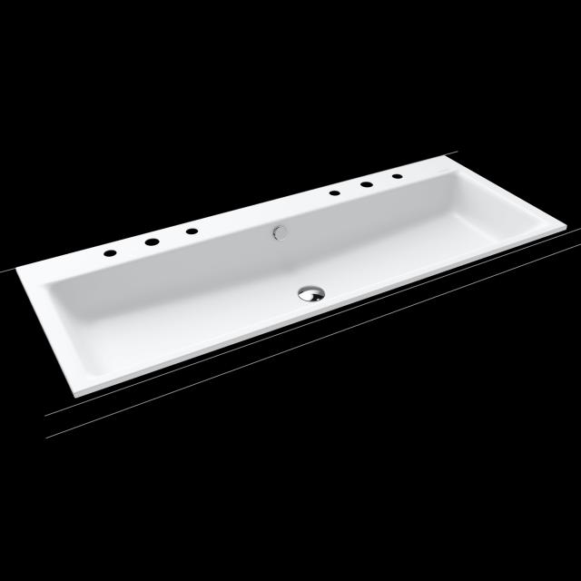 Kaldewei Puro double drop-in washbasin white, with 6 tap holes
