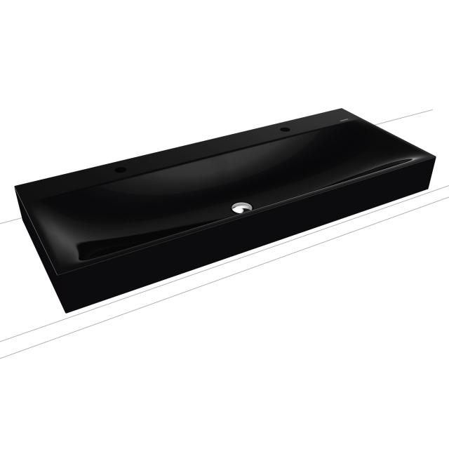 Kaldewei Silenio double countertop washbasin black, with 2 tap holes, without overflow