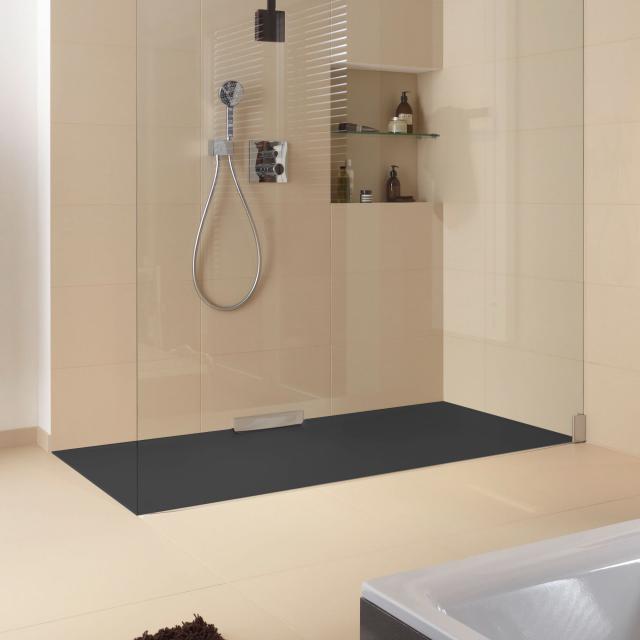 Kaldewei Xetis square/rectangular shower tray matt black, with Secure Plus