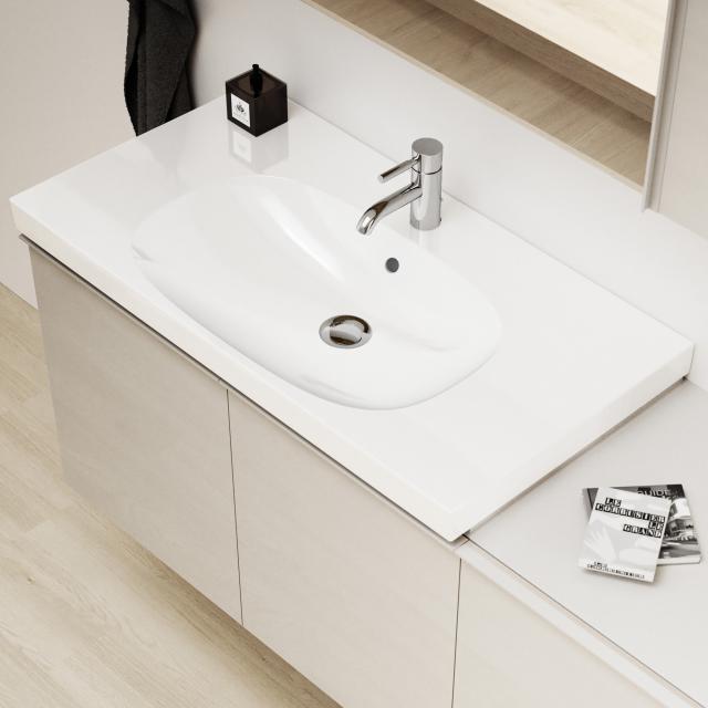 Geberit Acanto washbasin with overflow white, with KeraTect, with 1 tap hole