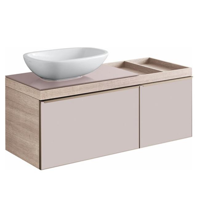 Geberit Citterio vanity unit for countertop washbasin with glass shelf taupe/natural beige